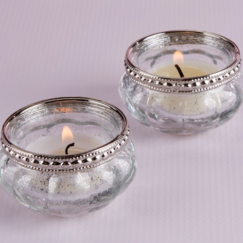 Petite Silver Fleck Glass Tealight Holder