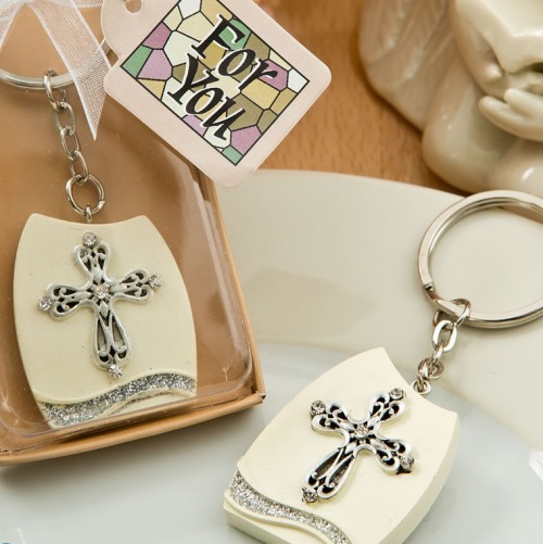 Cross Plaque Keychain Favor