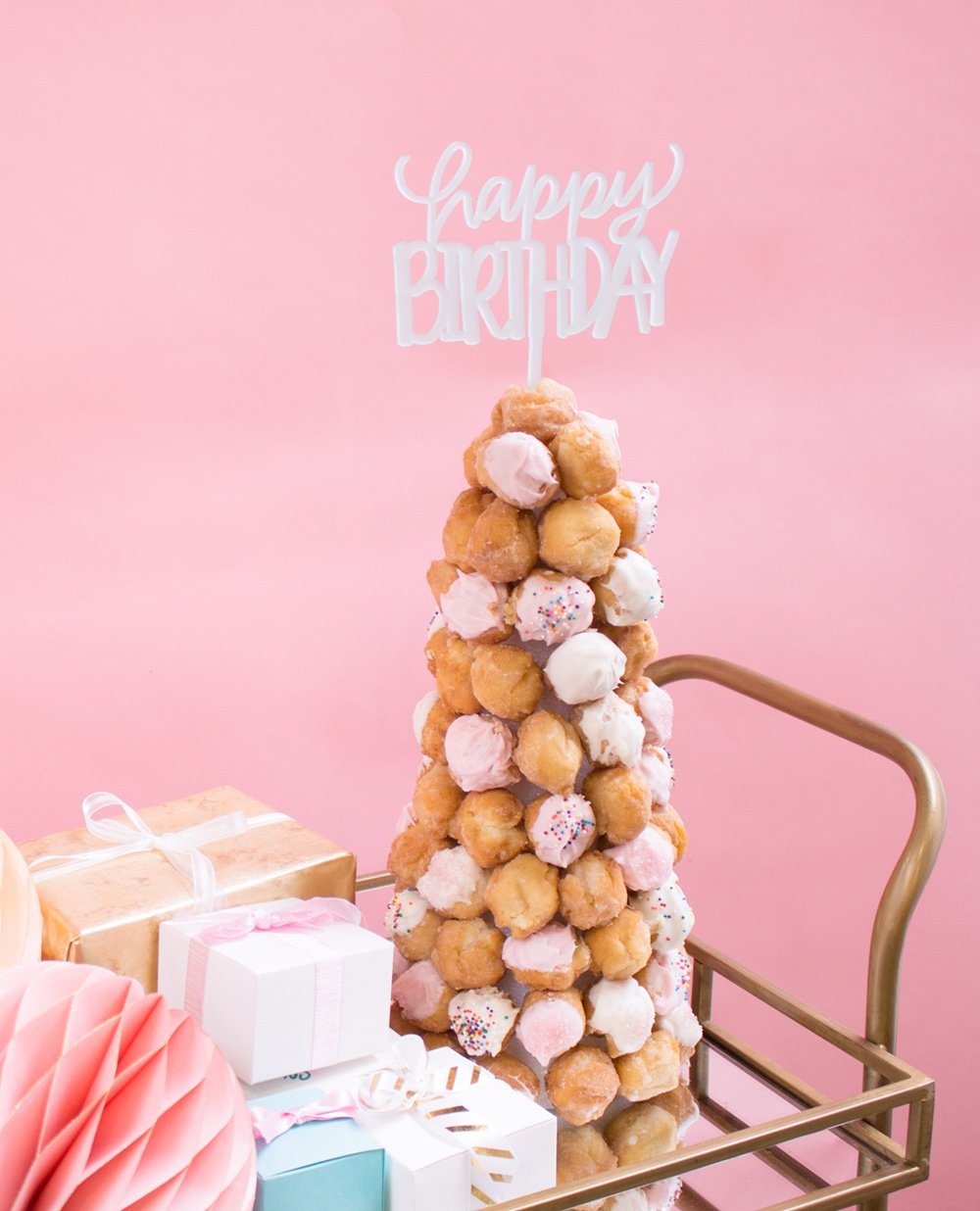 diy donut tower for birthday
