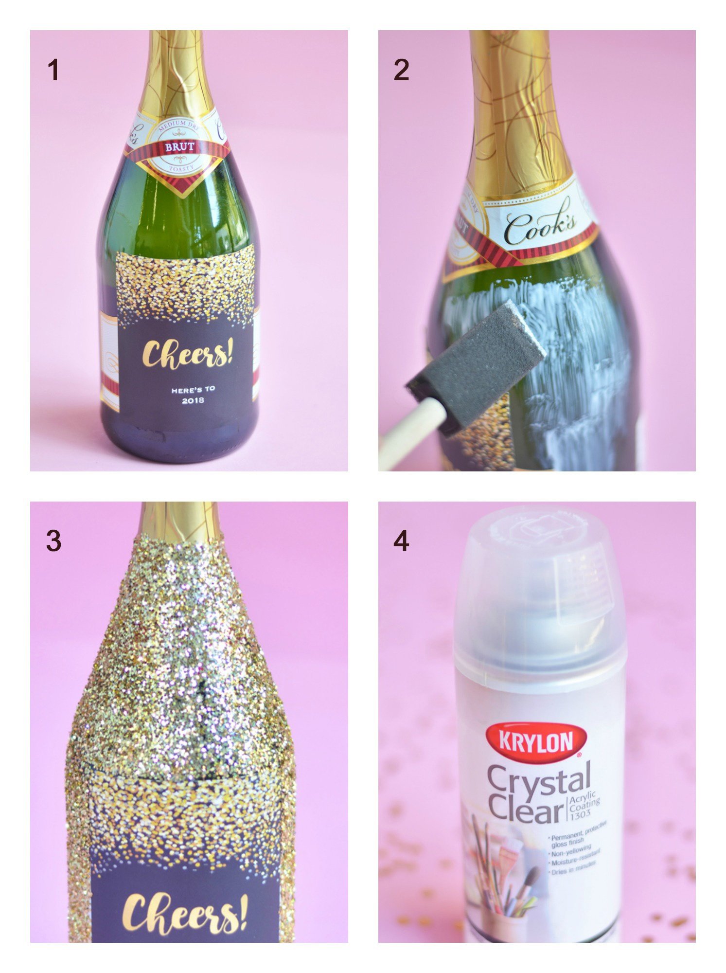 How to Make Giant Glitter Champagne Bottles + Giant Bottle