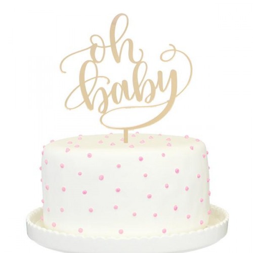 Download Oh Baby Gold Mirror Cake Topper