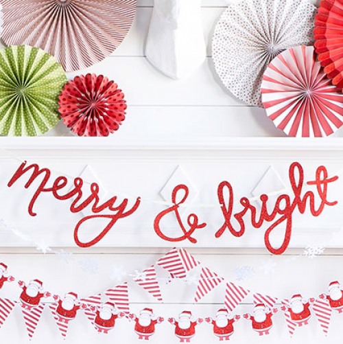 Merry & Bright Holiday Chipboard Banner