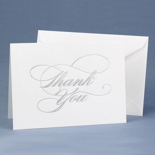 Silver Embossed Thank You Notes