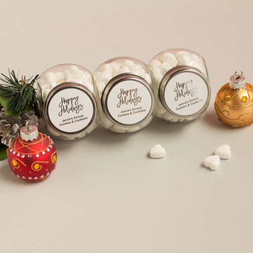 Personalized Holiday Metallic Foil Candy Jars