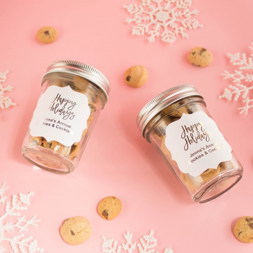 Personalized Holiday Metallic Foil Mason Jars