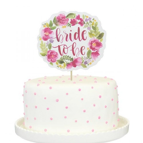 Floral Bride to Be Paper Cake Topper