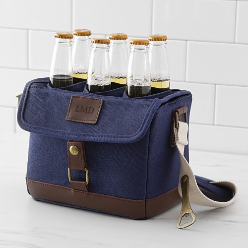 Personalized Waxed Canvas 6 Pack Beer Carrier
