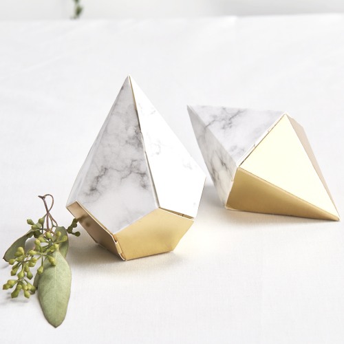 Geo Marble and Gold Favor Boxes