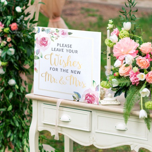 Watercolor Wedding Wishes Sign