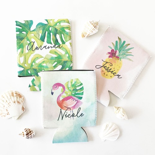 Personalized Tropical Beach Can Coolers