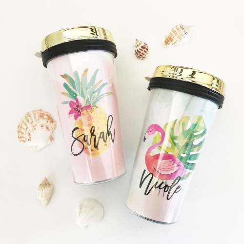 Personalized Tropical Beach Travel Tumblers