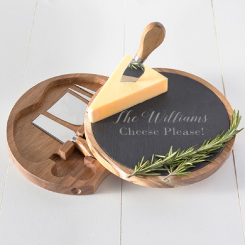 Personalized Slate and Acacia Cheese Board