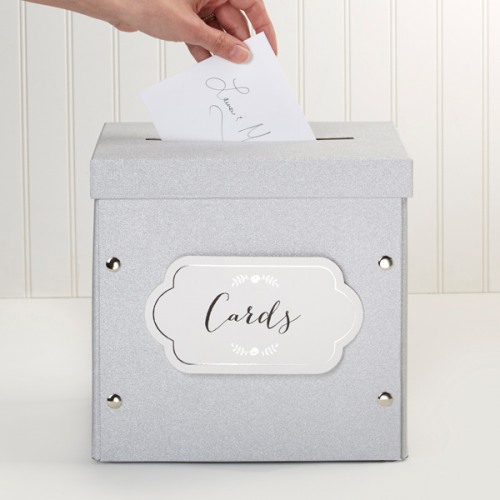 Silver Glitter Collapsible Card Box