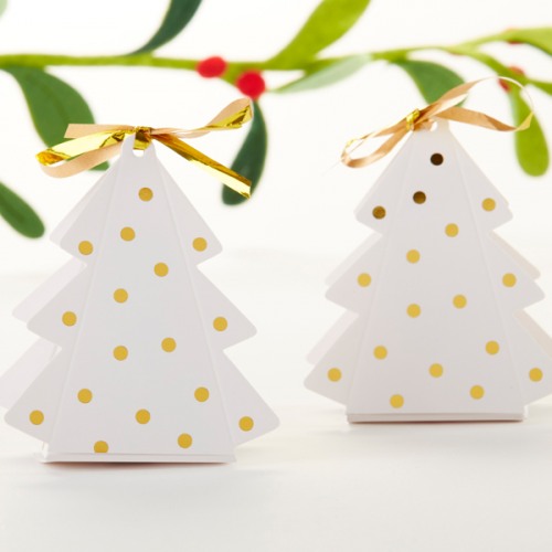 Gold Dotted Christmas Tree Favor Box