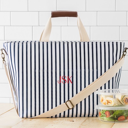Personalized Striped Cooler Tote