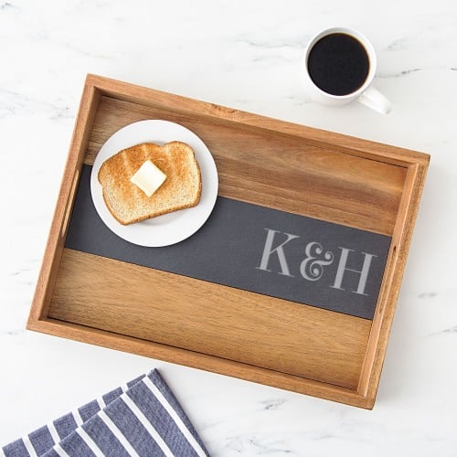 Personalized Acacia and Slate Tray