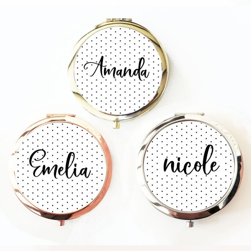 Personalized Polka Dot Compact Mirrors