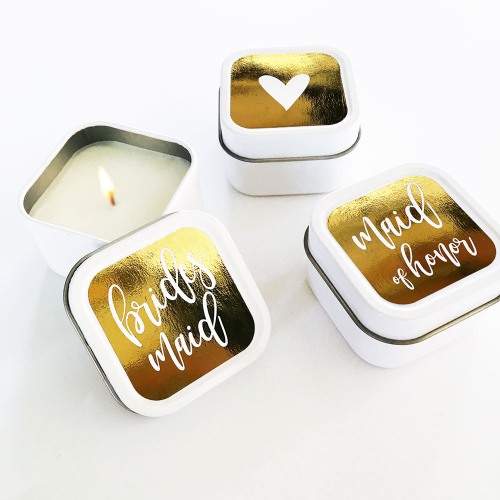 Bridal Party Square Candle Tins