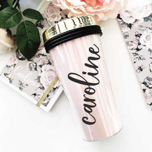 Personalized Gold Lid Travel Tumblers