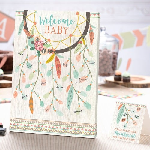 Boho Baby Shower Guest Signing Canvas