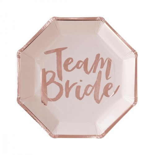 Rose Gold Foiled Team Bride Paper Plates