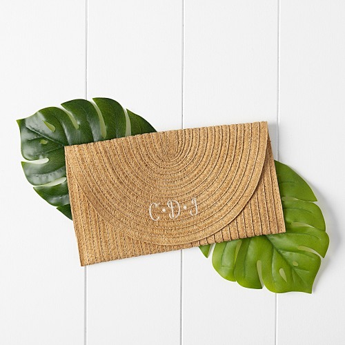 Personalized Straw Envelope Clutch