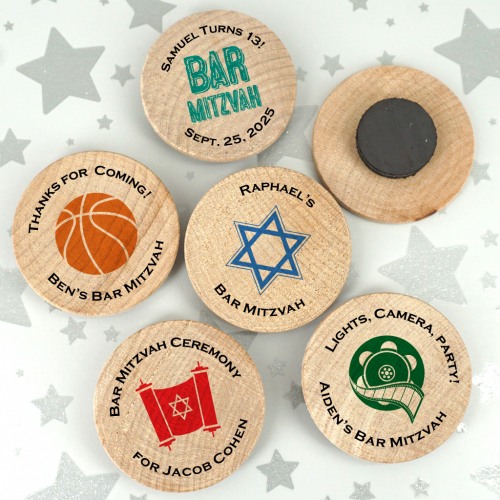 Personalized Bar Mitzvah & Bat Mitzvah Wooden Magnets