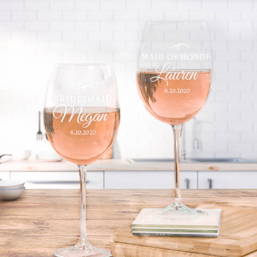 Engraved Bridal Party Wine Glass