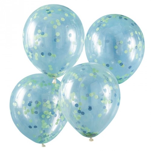 Green and Blue Confetti Filled Balloons