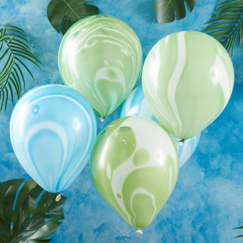 Green and Blue Marble Balloons