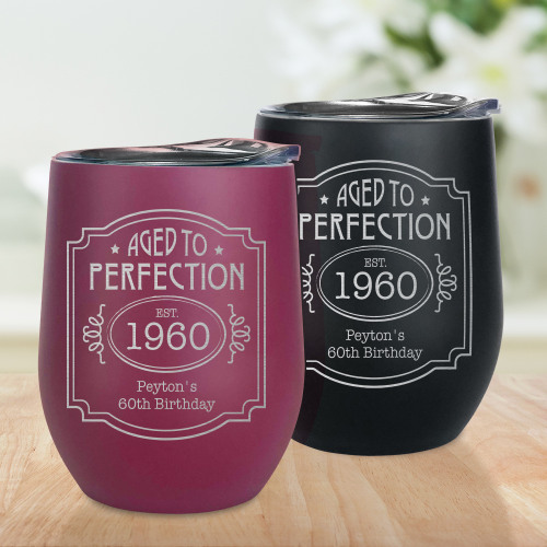 Personalized Birthday Colored Wine Tumblers