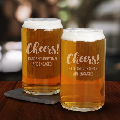 Engraved Wedding Beer Can Glass