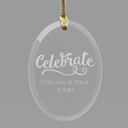 Personalized Glass Oval Wedding Ornament