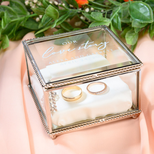 Personalized Square Hinged Glass Jewelry Box