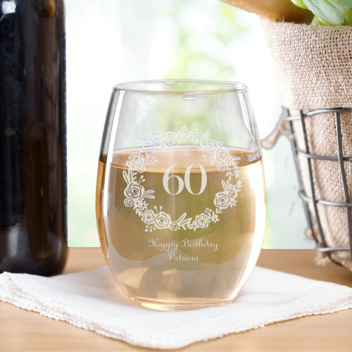 Engraved Birthday Stemless Wine Glass