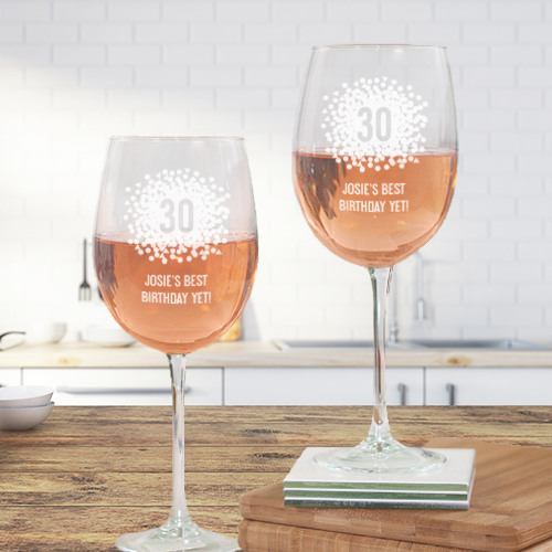 Engraved Birthday White Wine Glass