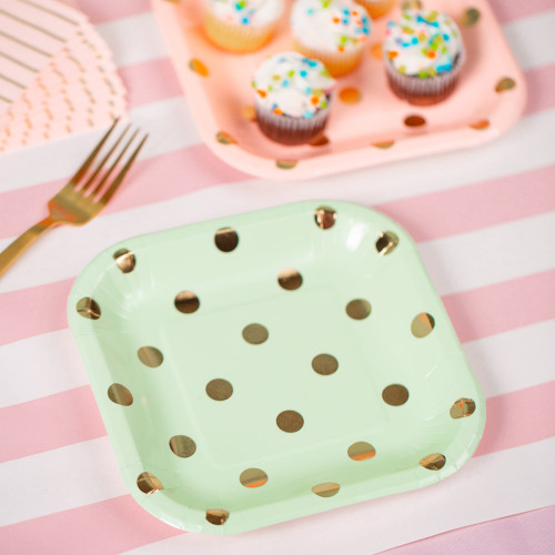 Pastel Polka Dot Cake Plates