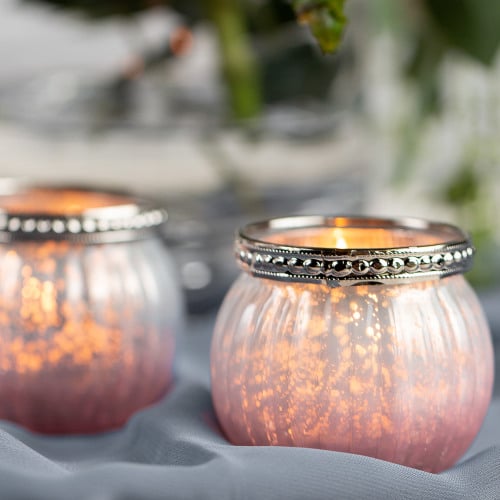 Pink Ombre Mercury Glass Votive Candle Holder