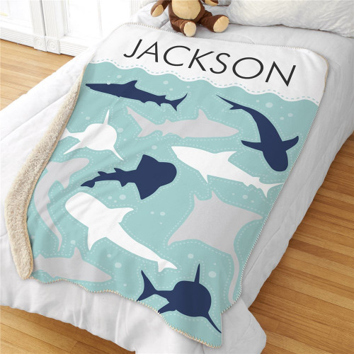 Personalized Shark Sherpa Blanket