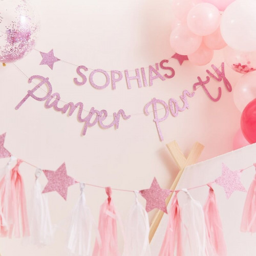 Pink Glitter Pamper Party Bunting
