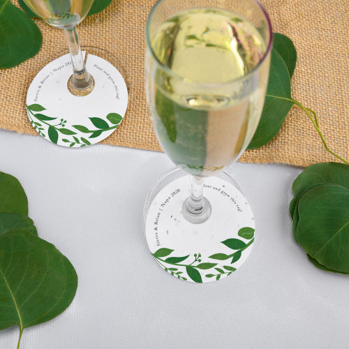 Classic Greenery Plantable Wine Glass Tags