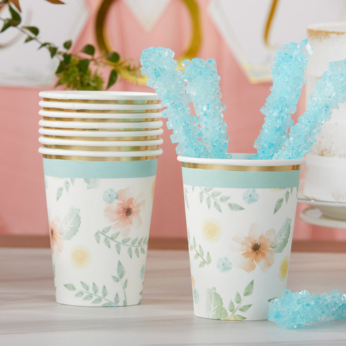Geometric Floral Paper Cups