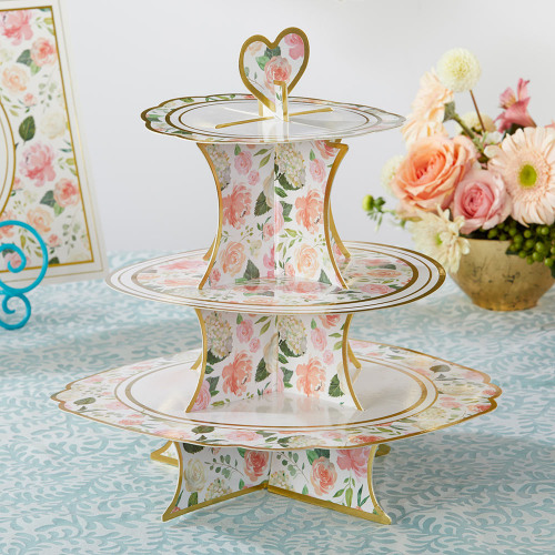 Floral 3 Tier Cupcake Stand