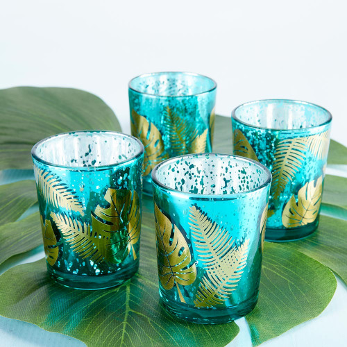 Palm Leaf Glass Votives