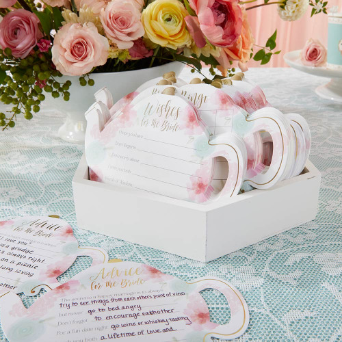 Floral Teapot Wedding Advice Card
