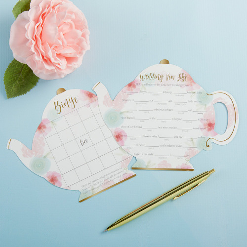 Floral Teapot Bridal Shower 5-Pack Game Card Set