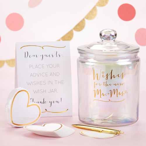 Iridescent Wedding Wish Jar with Heart Shaped Cards