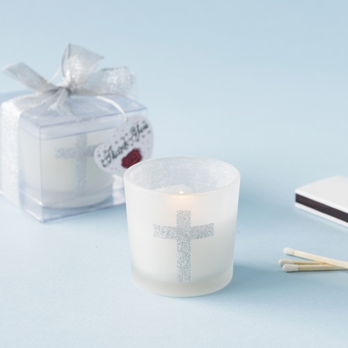 25 Cross Votive Candles Christening Baptism Religious Baby Shower Party Favors
