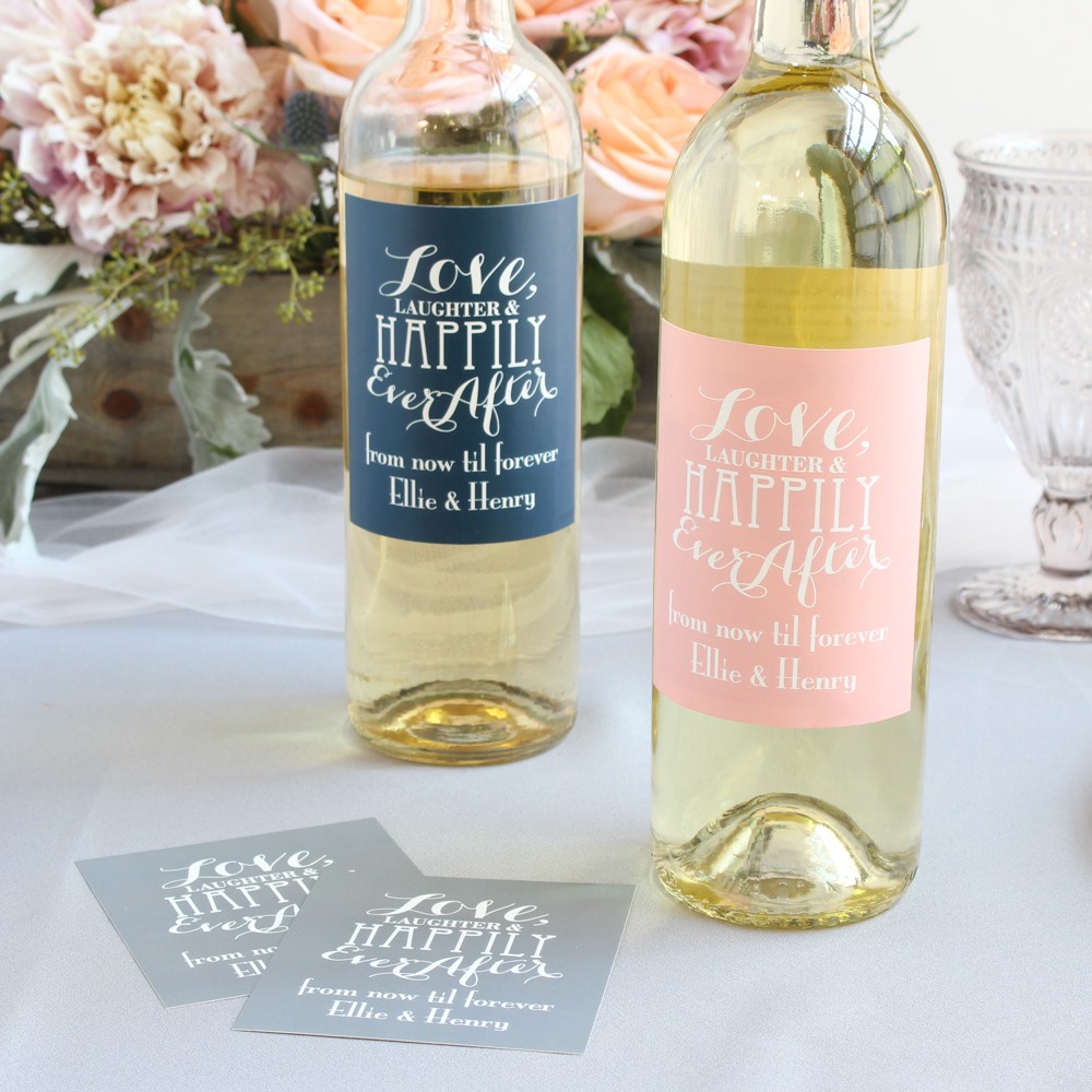 valentines day black with heart Personalised Wine Label engagement wedding