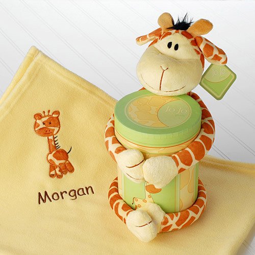 Giraffe baby gift set, giraffe baby blanket gift set